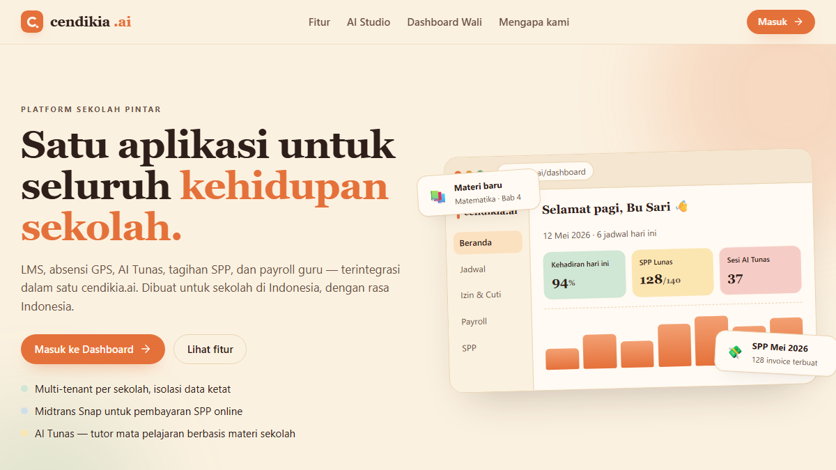 Cendikia.ai, platform sekolah pintar